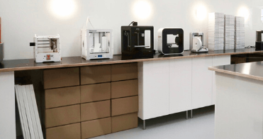 Our selection of 3D printing machines in our makerspace in the Amsterdam office